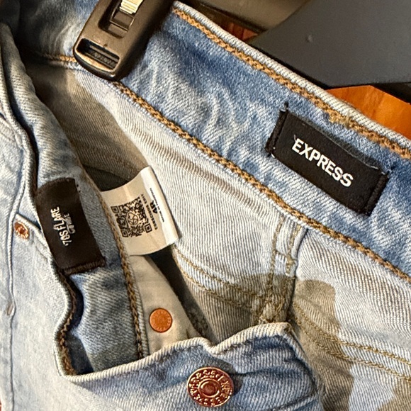 Express Mid Rise Light Blue Flare Jeans - Picture 2 of 5